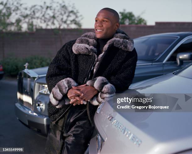 American professional boxer Floyd Mayweather Jr. At his home in September, 2006 in Las Vegas, Nevada.