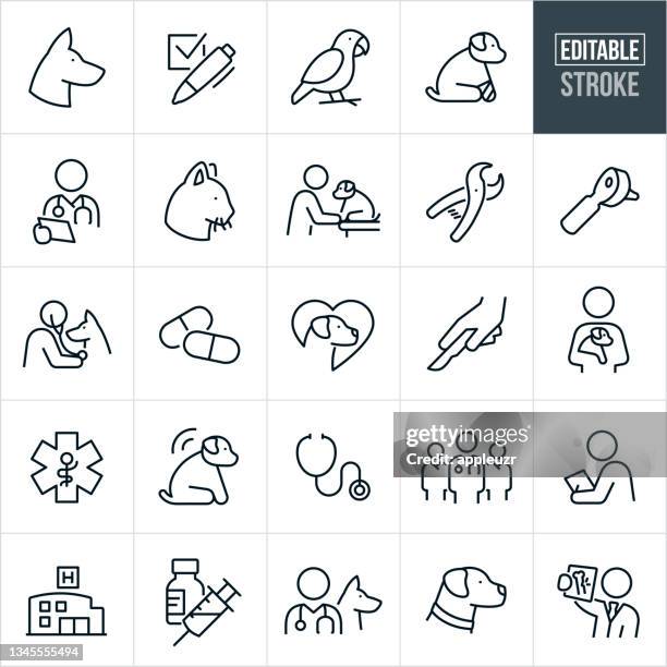 veterinarian thin line icons - editable stroke - pets 幅插畫檔、美工圖案、卡通及圖標