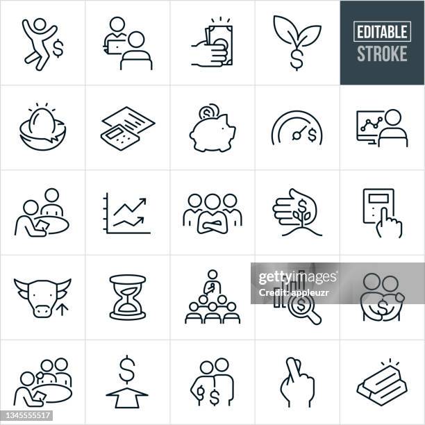 financial planning thin line icons - editable stroke - retirement stock illustrations