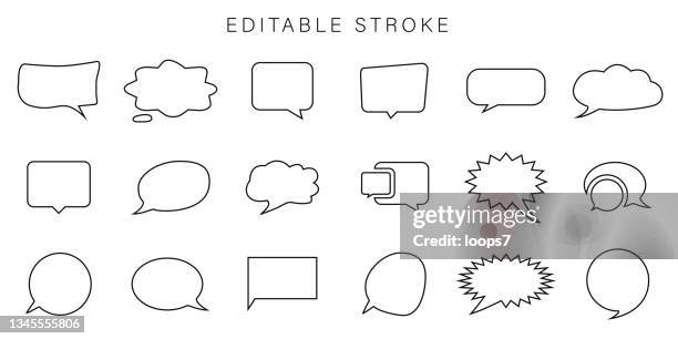 speech bubble icon set - editable stroke vector illustration - speech icons stock illustrations