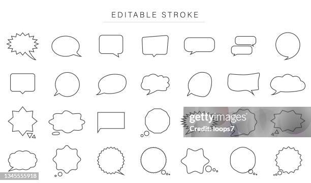 bildbanksillustrationer, clip art samt tecknat material och ikoner med speech bubble icon set - editable stroke vector illustration - pratbubbla