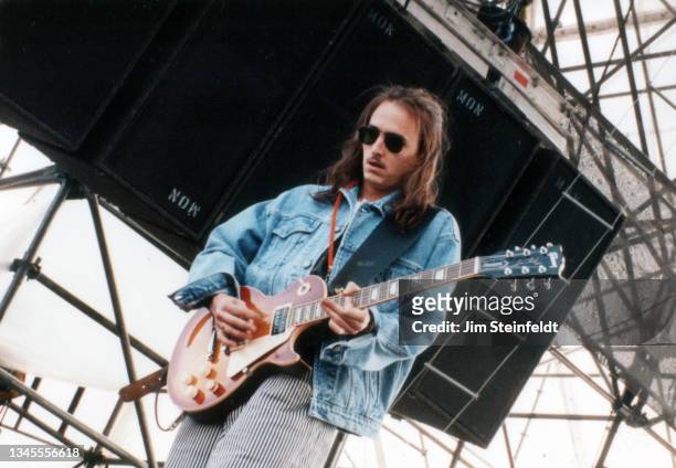 Mike McCready of the band Pearl Jam performs at Lollapalooza at Harriet Island in St. Paul, Minnesota on August 28, 1992.