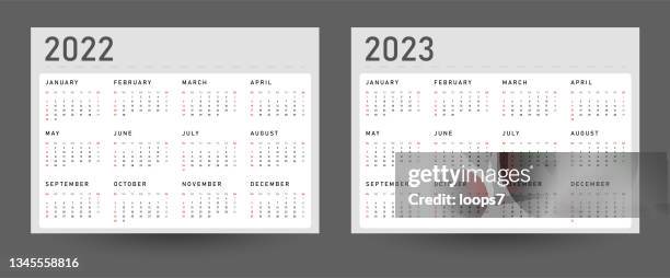 calendar 2022 & 2023 template. week starts with sunday. - annual calendar stock illustrations