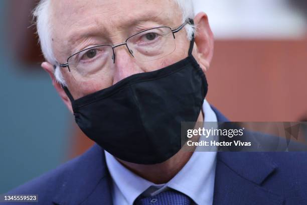 United States Ambassador in Mexico Ken Salazar looks on during a conference as part of the High Level Security Dialogue at SRE Building on October...