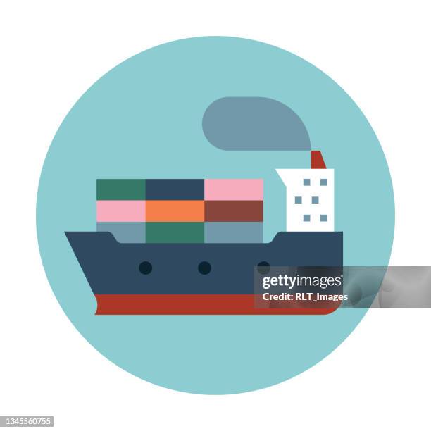 container ship—geometric circle icon - nafta stock illustrations