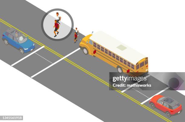 school bus safety diagram - school bus stock illustrations