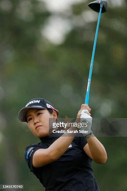 Nasa Hataoka of Japan hits her tee shot on the 11th hole during the second round of the Cognizant Founders Cup at Mountain Ridge Country Club on...