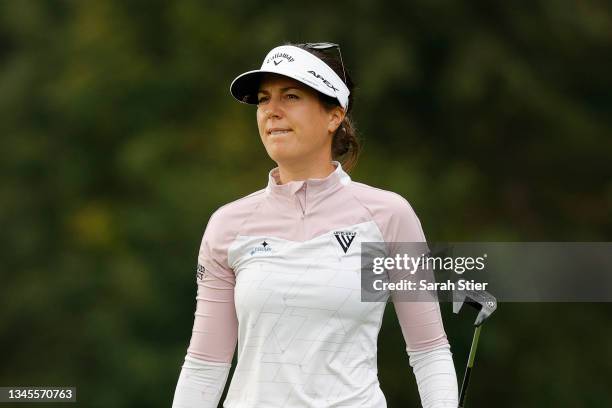 Sandra Gal of Germany reacts on the 4th green during the second round of the Cognizant Founders Cup at Mountain Ridge Country Club on October 08,...