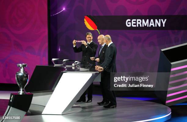 Marco Van Basten draws Germany during the UEFA EURO 2012 Final Draw Ceremony on December 2, 2011 in Kiev, Ukraine.