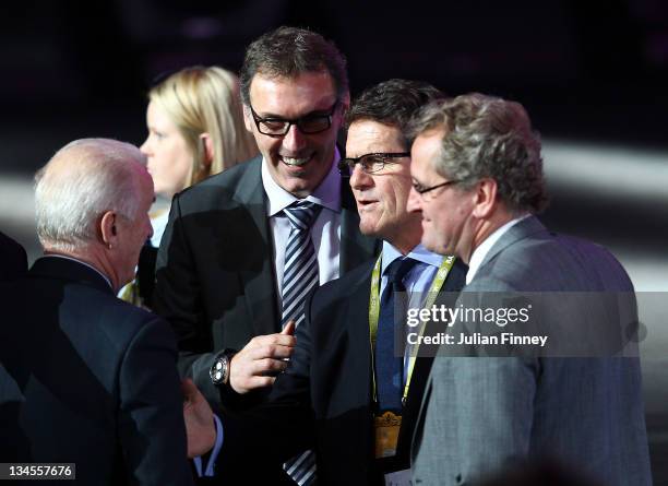 Fabio Capello, coach of England with Laurent Blanc, coach of France during the UEFA EURO 2012 Final Draw Ceremony on December 2, 2011 in Kiev,...