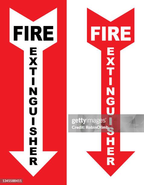 stockillustraties, clipart, cartoons en iconen met fire extinguisher arrow signs - brandblusser