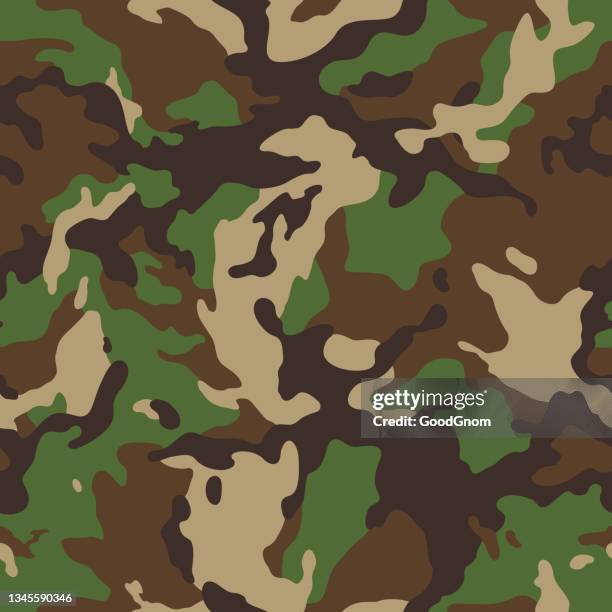 ilustrações de stock, clip art, desenhos animados e ícones de woodland camouflage seamless - camuflagem conceito