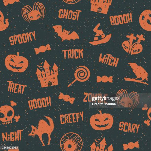 halloween textured seamless pattern - v2 - halloween pattern stock illustrations