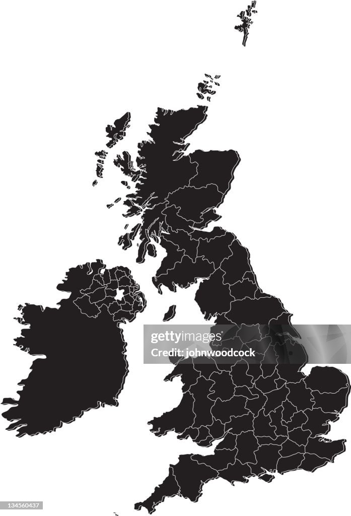 UK counties mono map