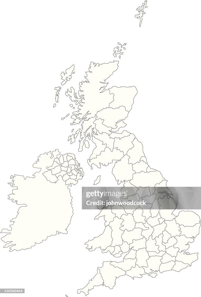 UK counties line map