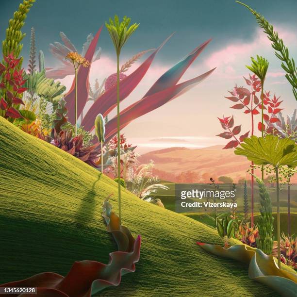 surreal landscape - fantasie stockfoto's en -beelden