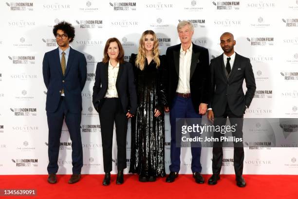 Richard Ayoade, Joanna Hogg, Honor Swinton Byrne, a guest and Jaygann Ayeh attend "The Souvenir: Part II" UK Premiere during the 65th BFI London Film...