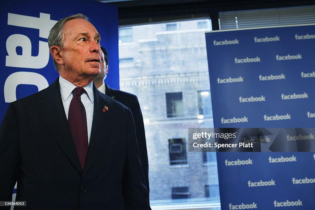 Facebook's Chief Operating Office Sheryl Sandberg Makes Announcement With Mayor Bloomberg