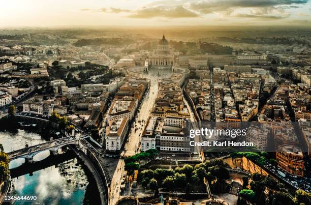 a daytime aerial view of rome - stock photo - rome view stock pictures, royalty-free photos & images