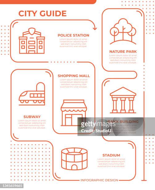 city guide infographic template - bus station stock illustrations