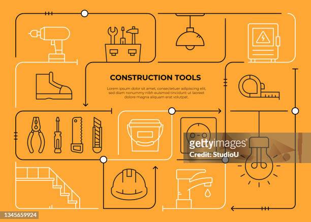 construction tools infographic template - grind stock illustrations