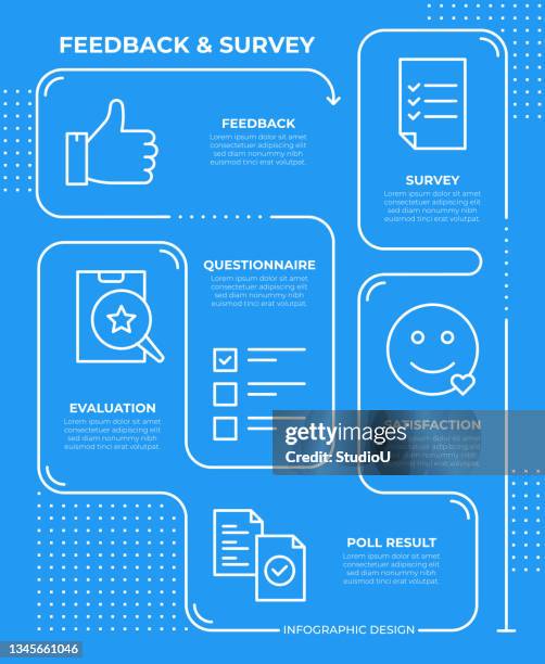 feedback and survey infographic template - productivity infographic stock illustrations