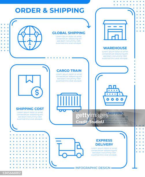 order and shipping infographic template - loading dock stock illustrations