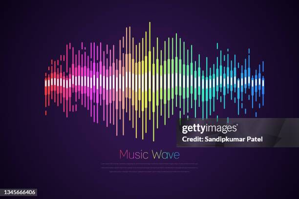 ilustraciones, imágenes clip art, dibujos animados e iconos de stock de ondas sonoras. fondo abstracto de onda de sonido de movimiento. - equipo de montaje