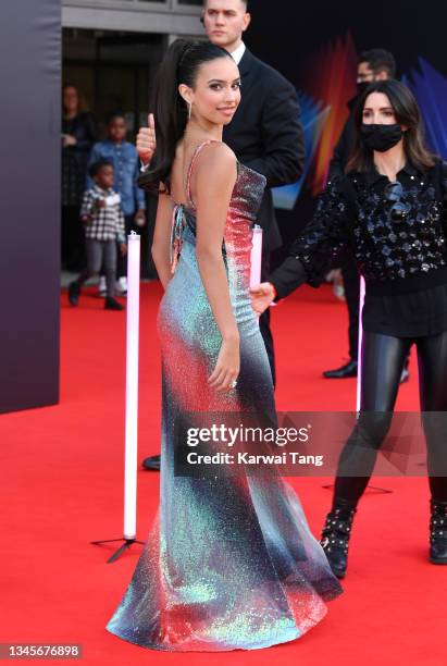 Kylie Cantrall attends the "Ron's Gone Wrong" World Premiere during the 65th BFI London Film Festival at The Royal Festival Hall on October 09, 2021...