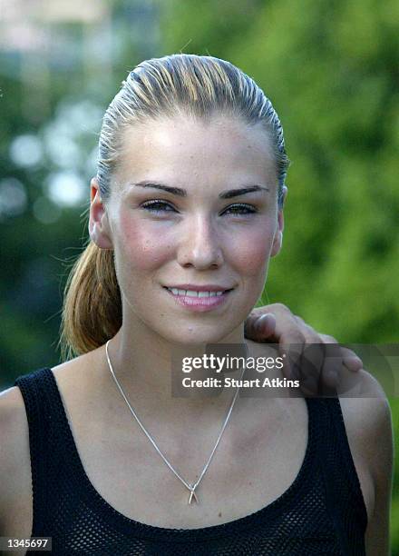 Singer Jessica of the pop group Liberty X poses at Drayton Manor Park on August 18, 2002 in Staffordshire, England.
