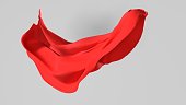 Superhero Red Cape is Hanging and Turning on White Background for Halloween Concept