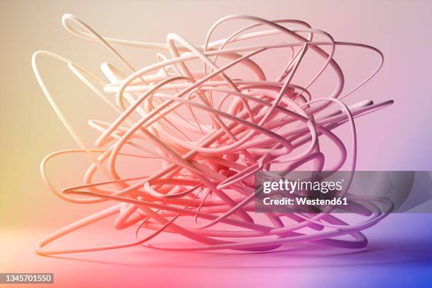 stockillustraties, clipart, cartoons en iconen met three dimensional render of twisted cables - chaos