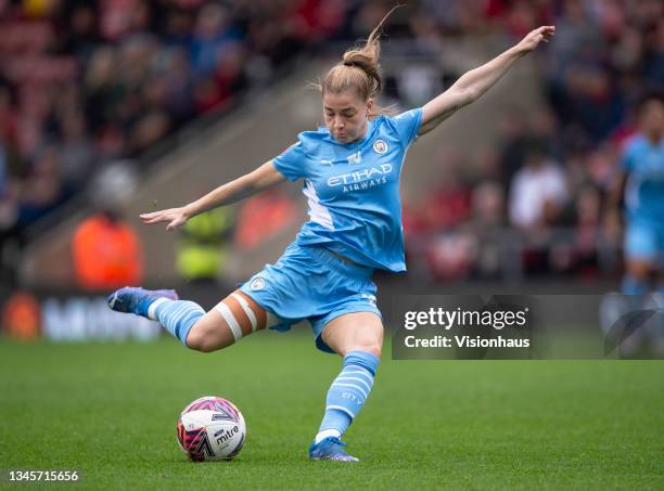 Jessica Park of Manchester City in action during the Barclays FA Women's Super League match between Manchester United Women and Manchester City Women...