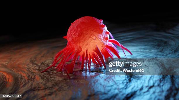 three dimensional render of cancer cells in human body - cancer cell stock illustrations