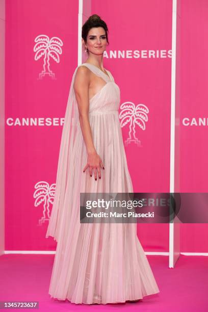 Actress Clara Lago attends the 4th Canneseries Festival - Day Two on October 09, 2021 in Cannes, France.