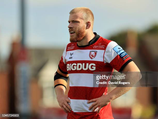 Andrew Davidson of Gloucester looks on during the Gallagher Premiership Rugby match between Gloucester Rugby and Sale Sharks at Kingsholm Stadium on...