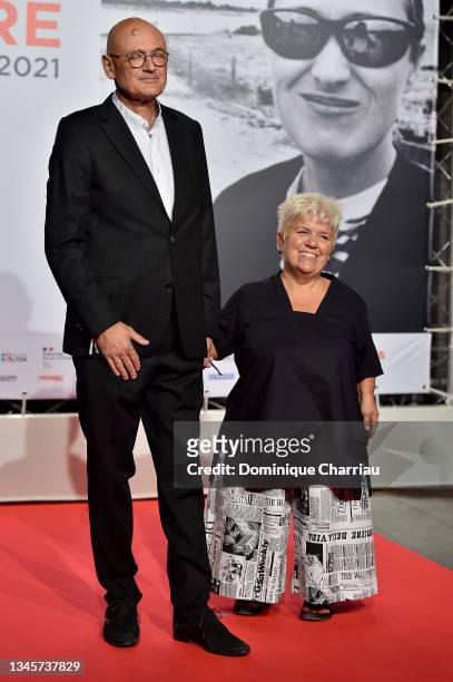 Mimie Mathy and Benoist Gérard attends the opening ceremony during the 13th Film Festival Lumiere In Lyon on October 09, 2021 in Lyon, France.