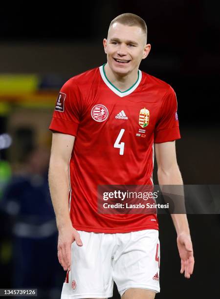 Attila Szalai of Hungary reacts during the FIFA World Cup 2022 Qatar Qualifier match between Hungary and Albania at Puskas Arena on October 9, 2021...