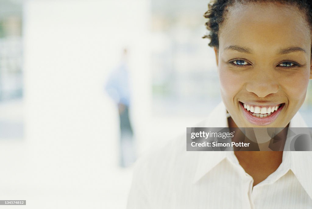 Close up of businesswoman's smiling face