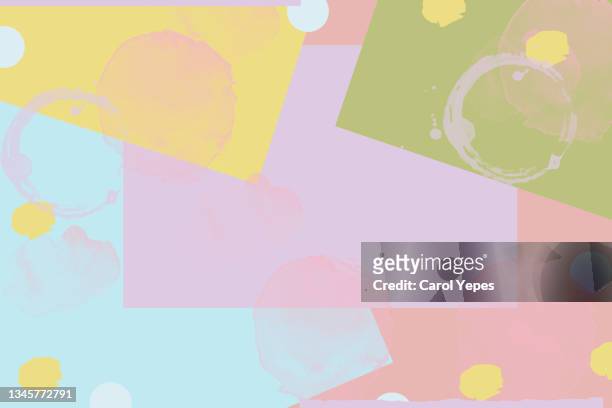pastel blue, pink, yellow and green  abstract background - couleur atténuée photos et images de collection