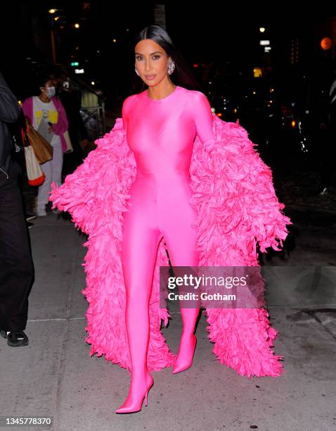 Kim Kardashian arrives at the afterparty for "Saturday Night Live" on October 10, 2021 in New York City.