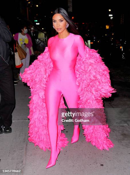 Kim Kardashian arrives at the afterparty for "Saturday Night Live" on October 10, 2021 in New York City.
