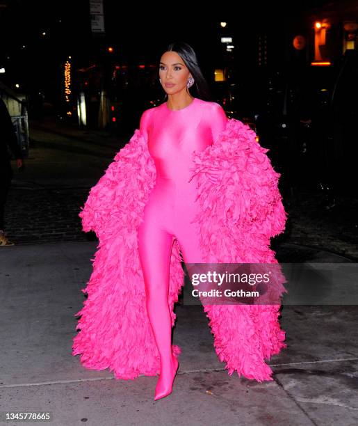 Kim Kardashian arrives at the afterparty for "Saturday Night Live" on October 10, 2021 in New York City.