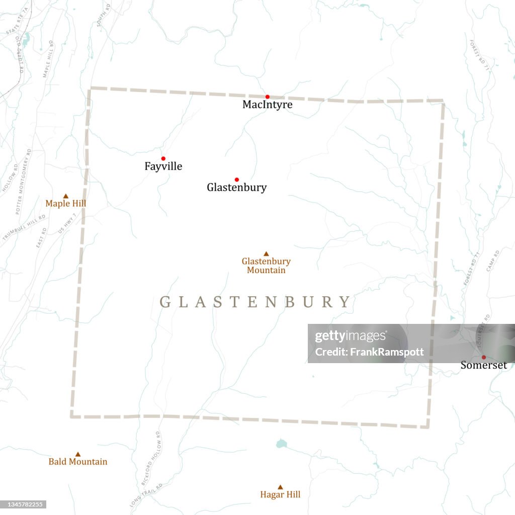 VT Bennington Glastenbury Vector Road Map