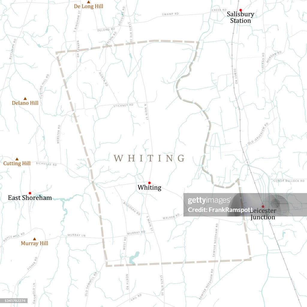 VT Addison Whiting Vector Road Map