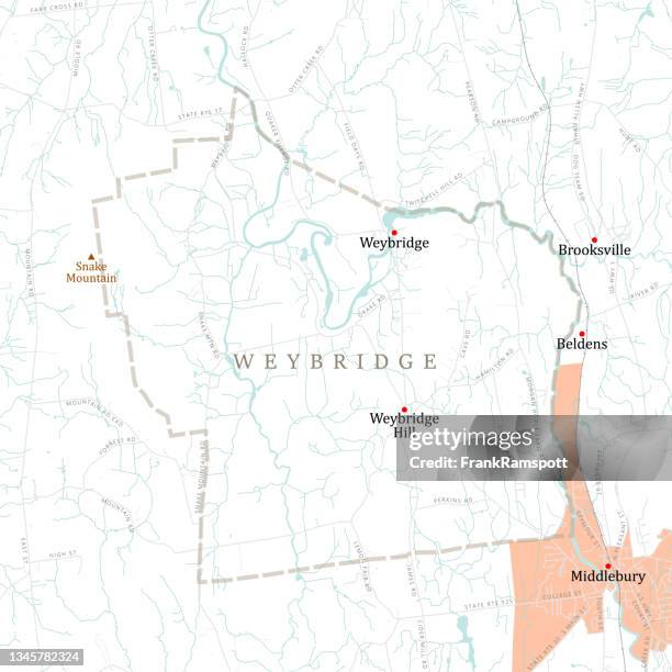 vt addison weybridge vector road map - weybridge stock illustrations