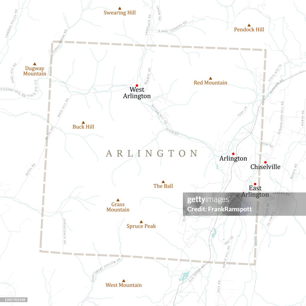 VT Bennington Arlington Vector Road Map