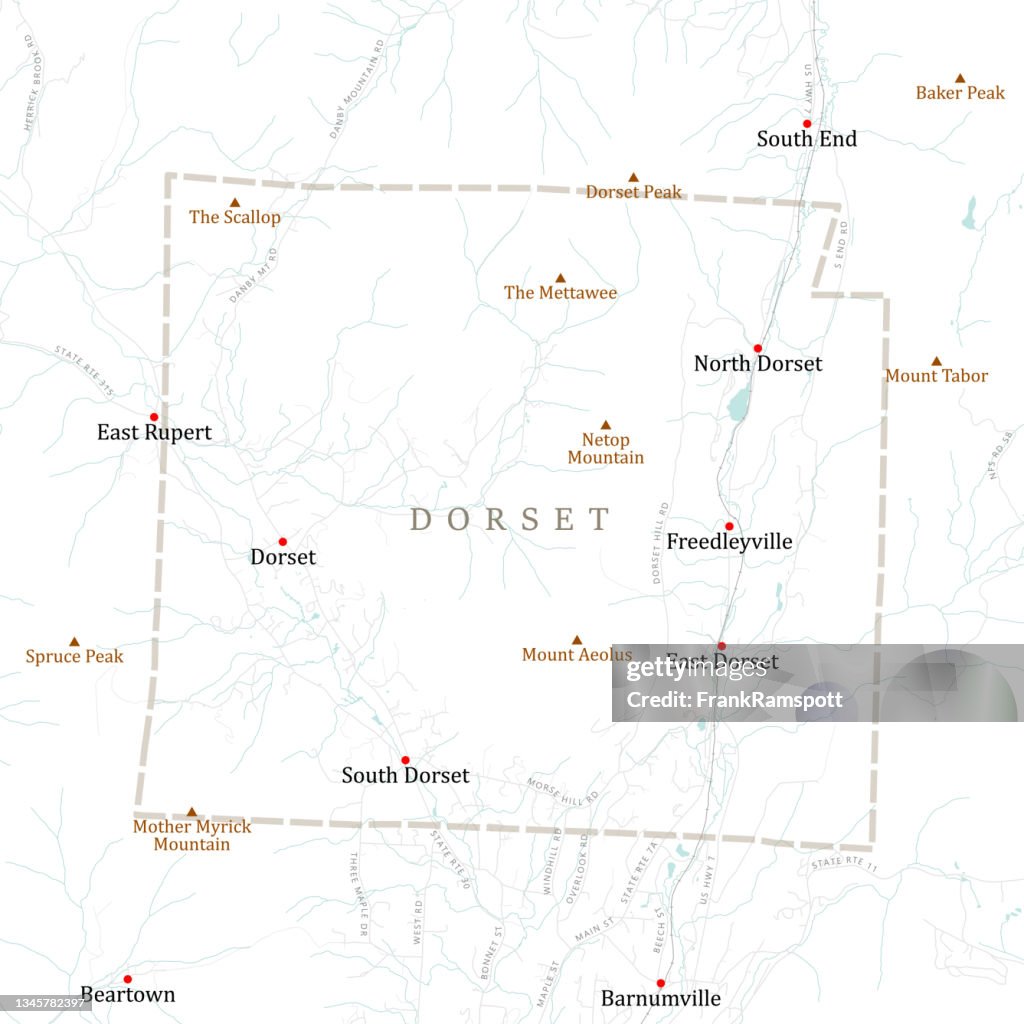 VT Bennington Dorset Vector Road Map