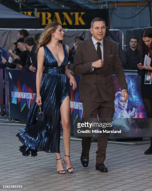 Keeley Hazell and David Walliams attend the "Last Night In Soho" UK Premiere during the 65th BFI London Film Festival at Curzon Soho on October 09,...