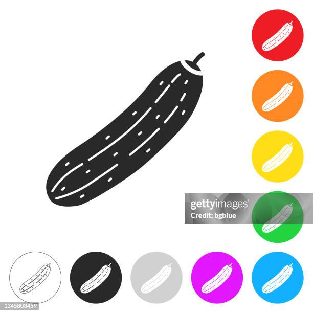 cucumber. flat icons on buttons in different colors - yellow zucchini stock illustrations